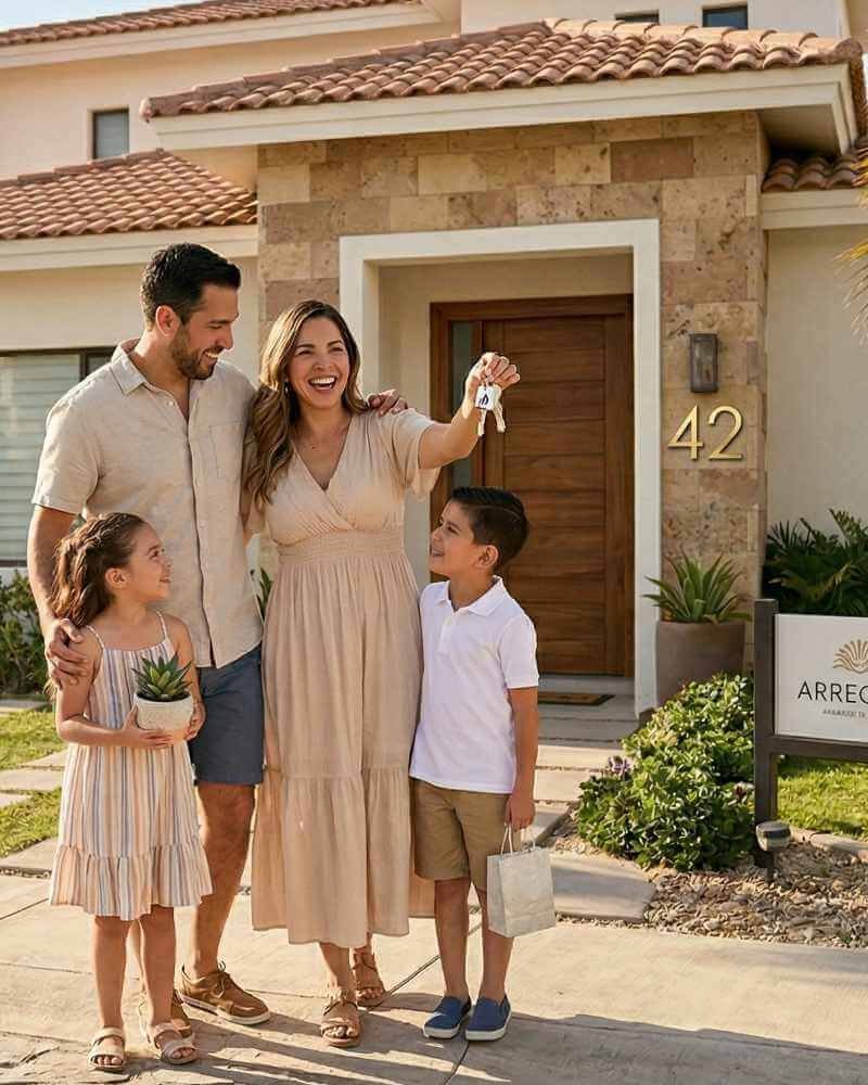 Familia disfrutando el estilo de vida costero en Arrecifes