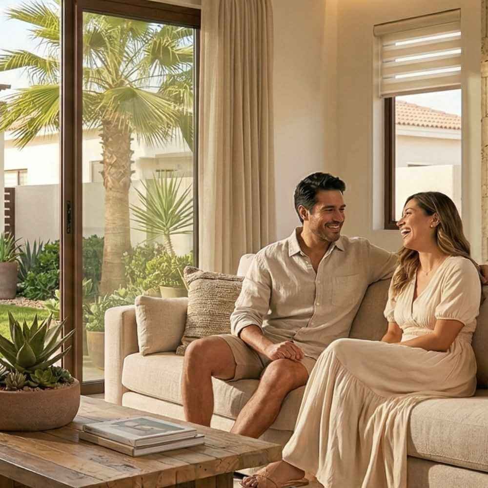 Pareja disfrutando el diseño interior en Arrecifes